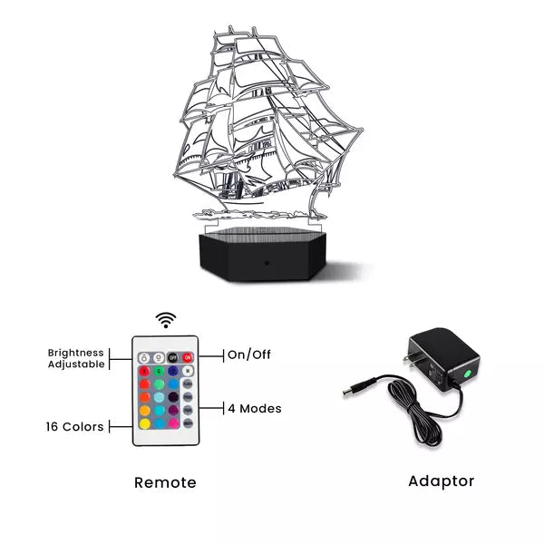 Pirate Ship 3D Illusion Lamp