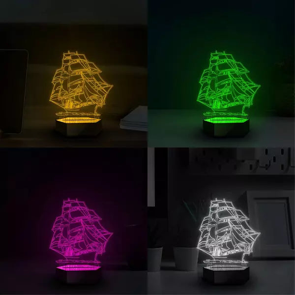 Pirate Ship 3D Illusion Lamp
